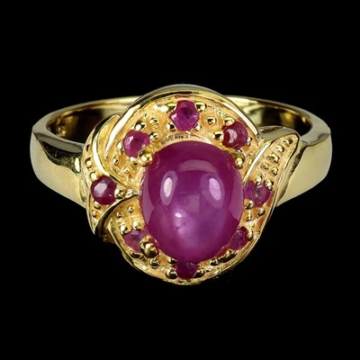 925 Sterling Silver Ring Oval Ruby 8x7mm Natural Gemstone Jewelry Size 8 - Image 1 of 4