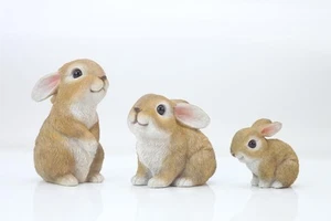 Bunny Statues Garden Decorations Set of 3 Outdoor Easter Rabbit Figurines for... - Picture 1 of 2