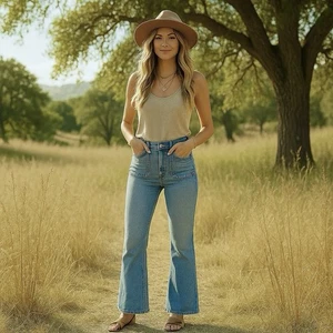Gap 70s Flare Jeans Damen 4/27R Light Wash Denim Hippie Boho Festival *LESEN* - Bild 1 von 18