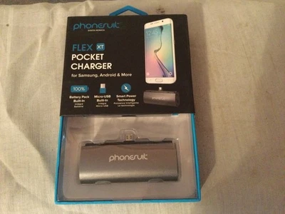 Cargador de batería externo de bolsillo PhoneSuit "Flex XT" para teléfonos inteligentes - negro nuevo en caja Foto 1 de 2