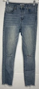 REFUGE WOMEN'S PANTS HIGH RISE RIPPED SKINNY JEANS DENIM BLUE SIZE 4 - Picture 1 of 8