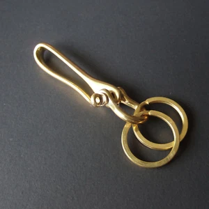 Brass Key Chain Bow Shackle Joint Connect Belt U Hook Clip Slit Ring Biker - Picture 1 of 6