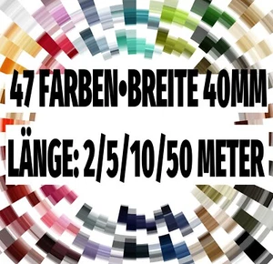 Gurtband 40mm (4cm) 2/5/10/50m Taschenband Hundehalsband Tachengurt 47 Farben - Bild 1 von 136