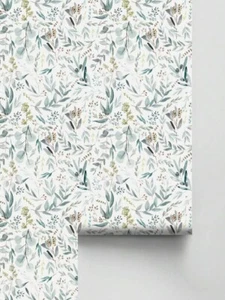 Papel pintado botánico verde autoadhesivo moderno patrón de hojas decoración de pared - Imagen 1 de 7