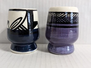 Hand Made Native American Pottery Ute Mountain Tribe 73 Signed 3" Tall Set of 2 - Picture 1 of 11