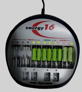 ANSMANN Energy 16 Plus Professional Battery Charger for AAA, AA, C, D, 9V w/USB - Picture 1 of 3