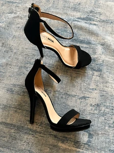 Moda Nova Negro Imitación Gamuza Sexy Correa Cremallera Trasera Tacón Alto Talla 9 - Imagen 1 de 10