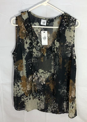 Top transparente incandescente sin mangas Cabi Outlet para mujer M negro beige #4185 nuevo con etiquetas Foto 1 de 4