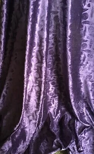 VELOUR DRESS FABRIC REGAL PURPLE WITH EMBOSSED ROSE & DIAMANTÉ 152 CMS. X 1 M. - Picture 1 of 6