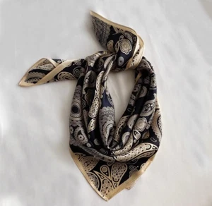 Men's 100 Silk Paisley Scarf Square Neckerchief Suit Shirt Shawl Wraps Blue 70cm - Picture 1 of 17