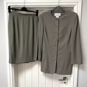 Jaeger Jacket Skirt Suit Women's UK 12 Green Vintage 2-Piece Wool Mix Occasion - Picture 1 of 22