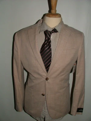 NEW WT NORDSTROM BLAZER SIZE 38 S POLYESTER LINEN TAN  SOLID #130 - Image 1 of 4
