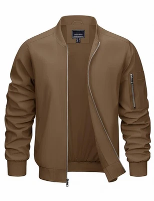 Chaqueta Bomber Ligera Para Hombre Primavera Otoño Delgada Informal Abrigo Cremallera Completa Abrigos de Trabajo Foto 1 de 4