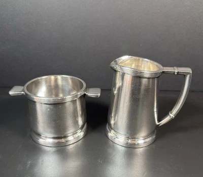 Antiguo plato de plata pesada crema y azúcar Hotel Statler Nueva York Foto 1 de 4