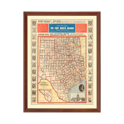 Old Map of Texas 1912 - Vintage Texas Art - Image 1 of 4