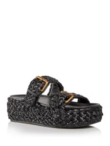 ASH Womens Black 2" Platform Ziggy Toe Wedge Slip On Slide Sandals Shoes 35 - Picture 1 of 9