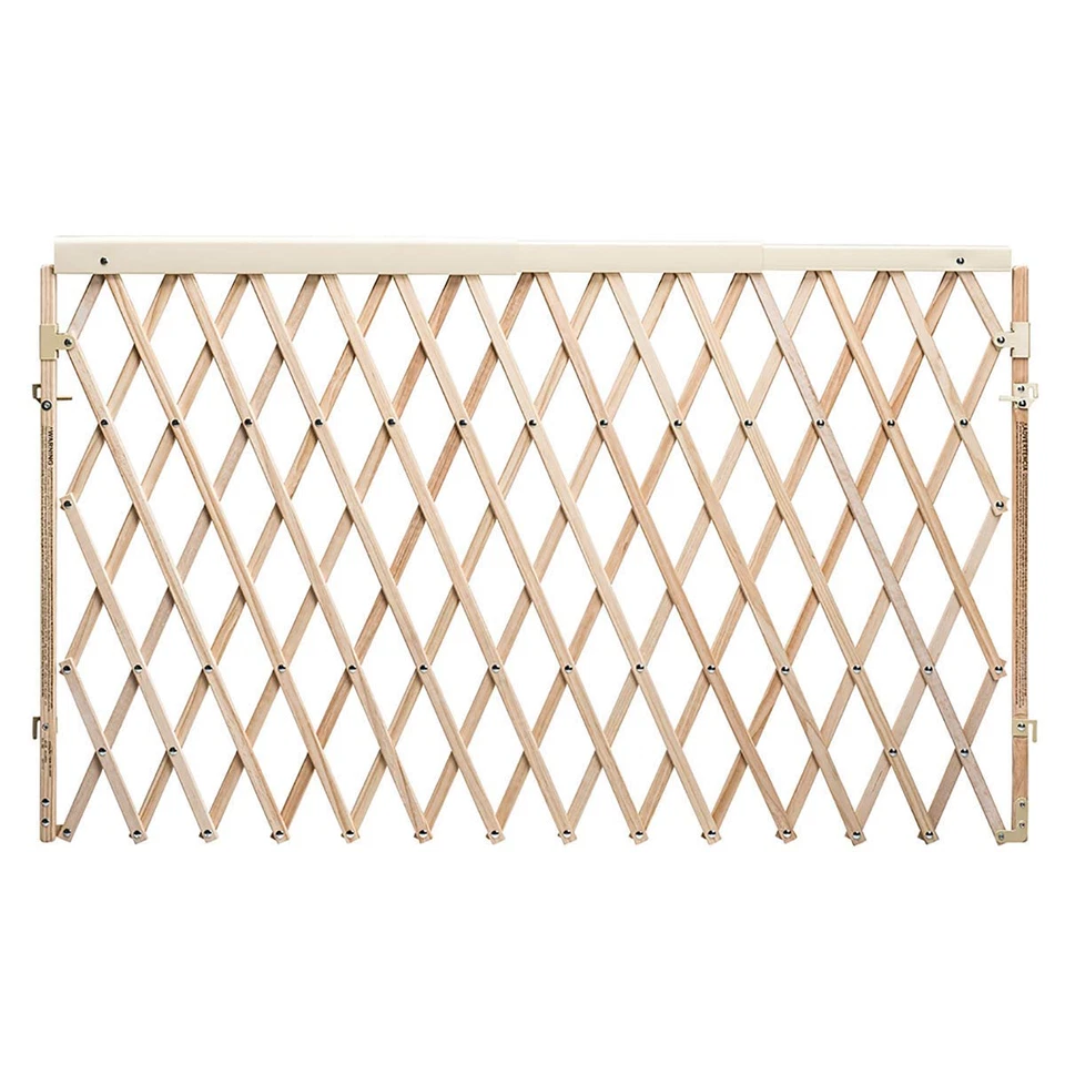 Puerta divisor de habitación de expansión para bebé, madera natural Foto 1 de 4