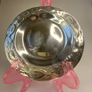 Ann Kary Collection Metal Flower Engraved Rim Candy Dish/Plate Made In Mexico - Picture 1 of 12