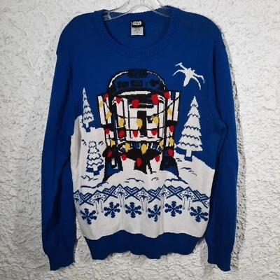 Star Wars Men's Ugly Christmas Sweater Royal Blue R2-D2 X-Wing Medium 2SWC 0578 - Image 1 of 4