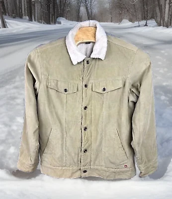 Jaqueta QUIKSILVER Masculina L Bege Veludo Sherpa Forrada Bolsos Algodão - Imagem 1 de 4