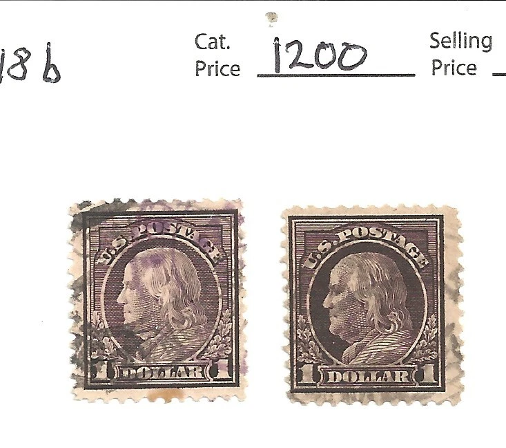 EE. UU. # 518 y 518b, 1 dólar marrón violeta y marrón oscuro, 1908-09, scv $1200 Foto 1 de 2