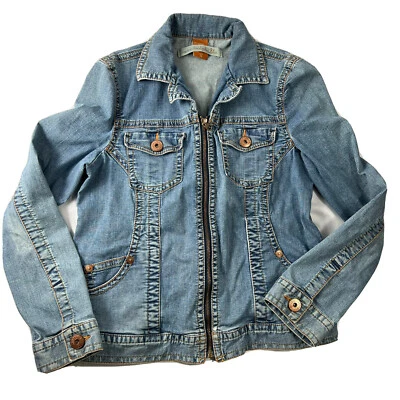 Christopher Blue Women's Denim Jean Jacket Coat Zip Up Pocket Collared Size M - Image 1 of 4