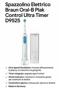 Spazzolino Elettrico Braun Oral-B Plak Control Ultra Timer D9525 - Foto 1 di 5