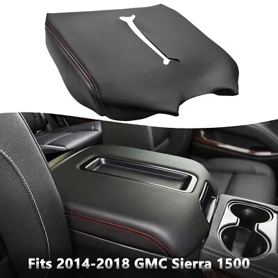 Se adapta a GMC Sierra 1500 2014-2018 asiento con canastilla consola central tapa cubierta puntada roja Foto 1 de 4