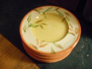 The Cellar Macy's Dinner Plates Set of 8 Yellow Leaf Design - Picture 1 of 5