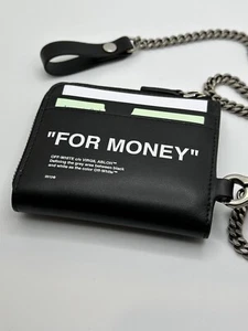 Off-Whiteš„Coin Case with Chain Purse Wallet Designer Leather Money Holder NWT - Picture 1 of 16