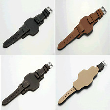 Fluco Snow Calf Aviator Style Leather Watch Strap: Black, Tan or Dark Brown (K3)