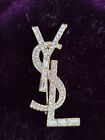 Rare grande Broche YSL Yves Saint Laurent métal et cristal de Swarovski