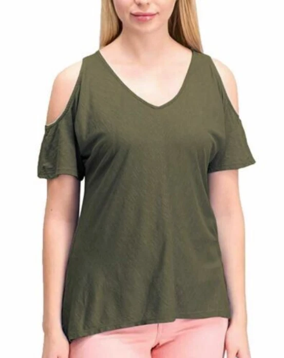 CALVIN KLEIN ЖЕНЩИН ХОЛОДНЫЙ ПЛЕЧЕВОЙ ТОП (ПЛЮЩ ТУМАН ЗЕЛЕНЫЙ СРЕДНИЙ) НОВЫЙ С ЯРЛЫКАМИ - Изображение 1 из 1