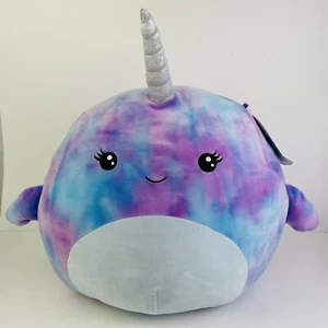 Squishmallow Hallie The Narwhal 12” Pink & Blue Tie Dye Summer 2021 Retired NWT - Picture 1 of 10