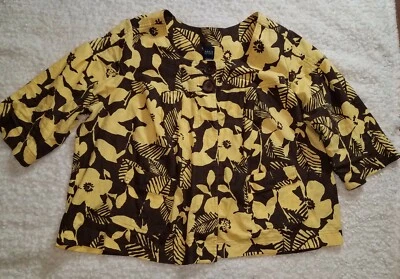 BASIC ADITIONS-Women Yellow floral Blazer sz PLUS 1X  -3/4 sleveless  - Image 1 of 4