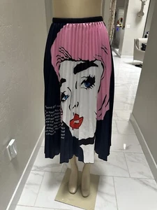 women fashion size small blue face shic skirt stretch waist preowned - Picture 1 of 9