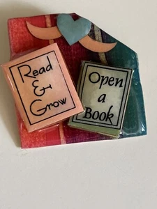 Beautiful Lucinda Book Pin - Read And Grow. Open A Book Brooch Librarian Gift - Picture 1 of 3