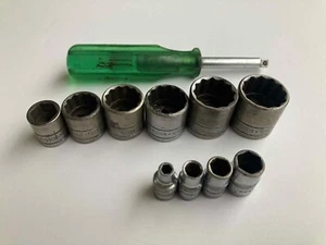 Vintage S-K Tools SK Wayne 10 Socket Set 3/8 + 1/4" Drive Nut USA Made Lot Old - Picture 1 of 11