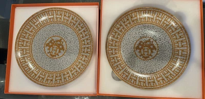 Hermes Mosaique au 24 Gold Dessert Plate set of 2 - Image 1 of 3