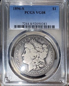 1896-S Morgan Dollar PCGS VG08 PCGS Cert 52050283 New Holder Key Date - Bild 1 von 6