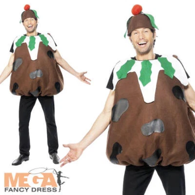 Christmas Pudding Adults Fancy Dress Festive Food Mens Ladies Novelty Costume - Image 1 of 4