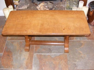 Ex. Mouseman Apprentice Eagleman Albert Jeffray Adzed Oak Coffee Table Critter - Picture 1 of 8