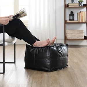 Leather Top Quality Footrest Moroccan Ottoman Pouffe Footstool New Unstuffed 20' - Picture 1 of 6