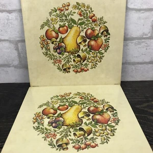 Vtg Henk Bos Art 8”x8” Wall Hanging set Of 2 Fruits and veggies 1975 Litho Image - Picture 1 of 12