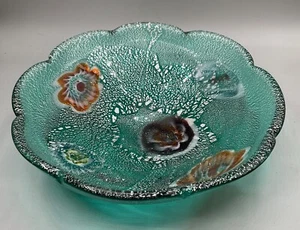 VINTAGE MURANO GLASS BOWL SILVER FOIL - Picture 1 of 5