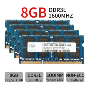 Nanya 32GB 16GB 8GB DDR3L 1600MHz PC3L-12800S 204Pin SODIMM Laptop Memory RAM UK - Picture 1 of 12