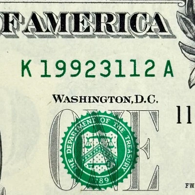 1992 31st December Birthday 1992 31 Dec Uncirculated Dollar Fancy Serial Number - Image 1 of 3