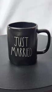 Rae Dunn "Just Married" Mug Magenta Artisan Collection Coffee Tea Cup BLACK MUG - Picture 1 of 2