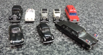 Wiking Plastic Car Lot 8x West Germany 1/87th HO Scale VW Jaguar Mercedes DKW F7 - Image 1 of 4