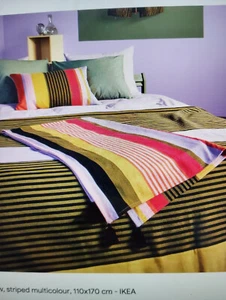 IKEA Mavinn throw BN striped fair trade handmade 110 x 170 cm blanket cotton new - Picture 1 of 5